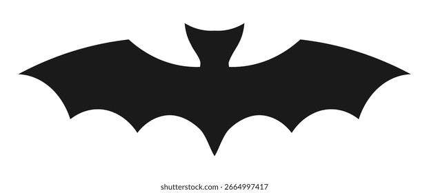 Black bat shape icon. Halloween design element. Vector illustration