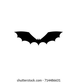 black bat silhouette. Flat icon on white background. Halloween vector illustration