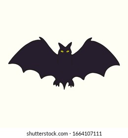 Black bat silhouette, hand drawn doodle gravure vintage style, sketch,  vector illustration