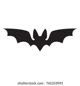 Black bat silhouette, isolated on white background.