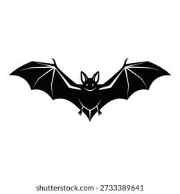 Black bat silhouette with outspread wings isolated on white background bat wings desi