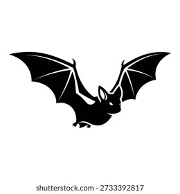 Black bat silhouette with outspread wings isolated on white background bat wings desi