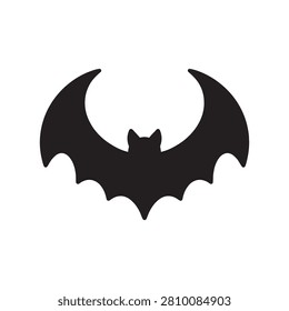 Black bat silhouette with spread wings and curved wingtips