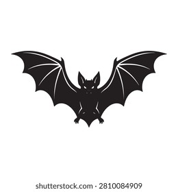 Black bat silhouette with spread wings animal
