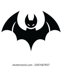 Black Bat Silhouette Vector Illustration for Halloween Gothic Designs