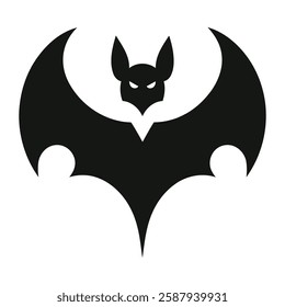 Black Bat Silhouette Vector | Spooky Flying Bat Logo for Halloween, Horror Designs.