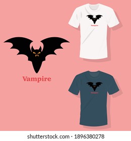 Black bat vampire flying with wings T shirt design