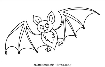 Black bat vector illustration. Halloween art with isolated background for your design, print, postcard, poster, book decoration. 