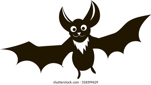 Black bat. Vector illustration. Halloween