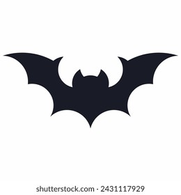 Silueta de vector de murciélago negro aislado sobre un fondo blanco.