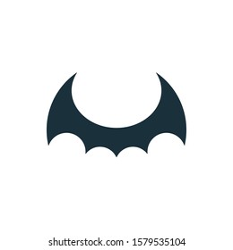 Black bat wings on white background. Dragon wings icon.