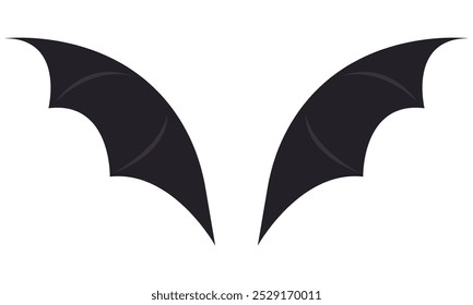 Black bat wings spreading flat icon isolated on white background.