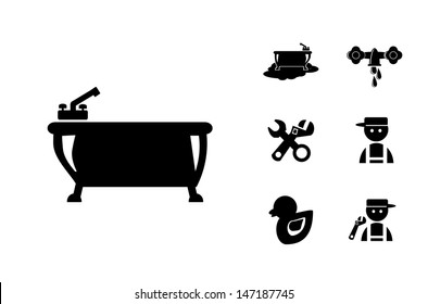 Black Bathroom Icons Set, eps vector illustration