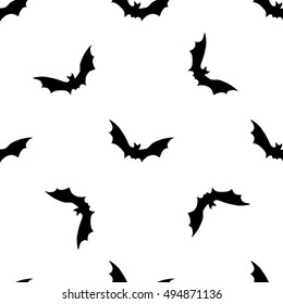 Black bats abstract seamless pattern on white background. Fashion graphic. Modern stylish texture. Template for prints, textile, wrapping,decoration, wallpaper. Vector illustration.