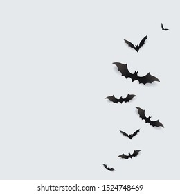 Black Bats Flying In White Background With Gradient Mesh, Vector Illustration