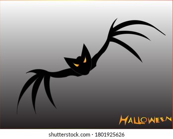 Black bats gray background on halloween