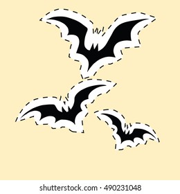 Black bats label sticker, pop art retro vector illustration