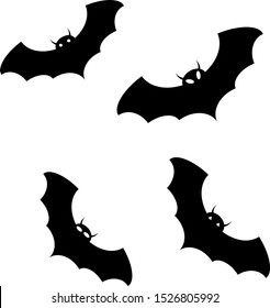 Black bats on a white background