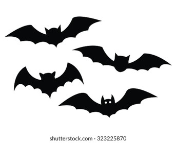 Black bats set on a white background