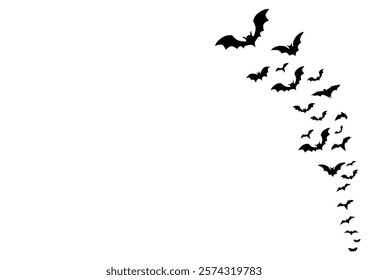 black bats silhouette on white background. Black bats for halloween design