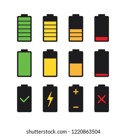 Black Battery Charge Indicator Icons Gauge Stock Vector (Royalty Free ...