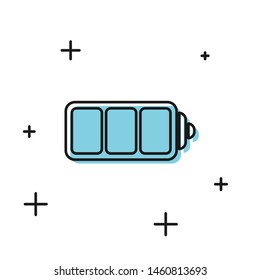 Black Battery charge level indicator icon isolated on white background.  Vector Illustration
