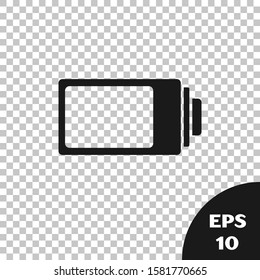 Black Battery charge level indicator icon isolated on transparent background.  Vector Illustration