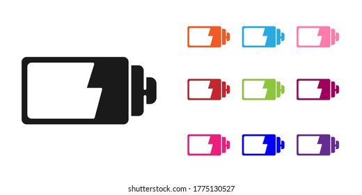 Black Battery charge level indicator icon isolated on white background. Set icons colorful. Vector Illustration