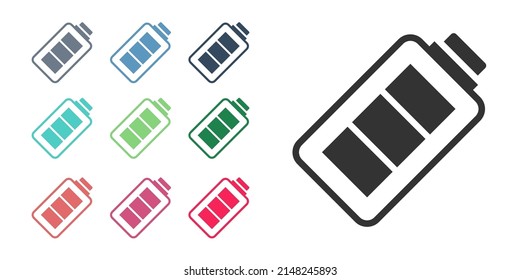 Black Battery charge level indicator icon isolated on white background. Set icons colorful. Vector