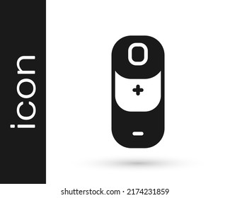 Symbol für die Anzeige des Ladegrads der schwarzen Batterie einzeln auf weißem Hintergrund.  Vektorgrafik