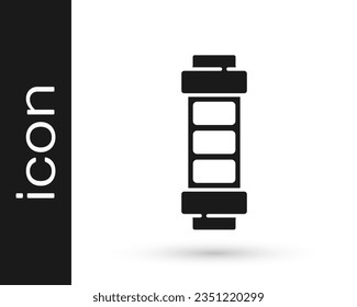 Symbol für die Anzeige des Ladegrads der schwarzen Batterie einzeln auf weißem Hintergrund.  Vektorgrafik