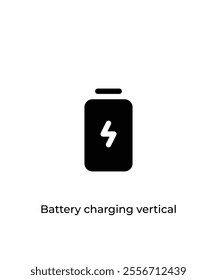 Black Battery charging vertical vector icon