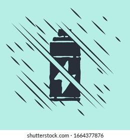 Icono de batería negra aislado en fondo verde. Símbolo de rayo. El estilo de Glitch. Ilustración vectorial