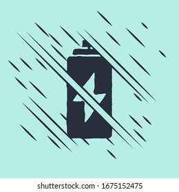 Black Battery icon isolated on green background. Lightning bolt symbol. Glitch style. Vector Illustration