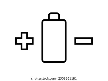 Black battery icon with positive and negative pole