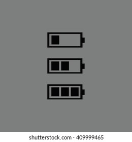 Black battery icon vector illustration. Gray background