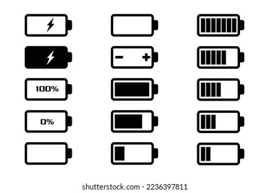 Vector de iconos de la batería negra