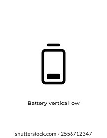 Black Battery vertical low vector icon