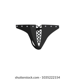 Black bdsm underpant, fetish stuff for role playing vector Illustration on a white background