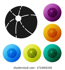 Black Beach ball icon isolated on white background. Set icons in color circle buttons. Vector Illustration