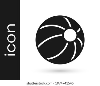 Black Beach ball icon isolated on white background. Children toy.  Vector