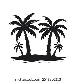 Black beach palm tree vector silhouette
