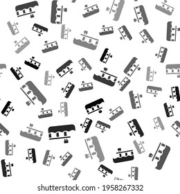 Black Beach pier dock icon isolated seamless pattern on white background.  Vector