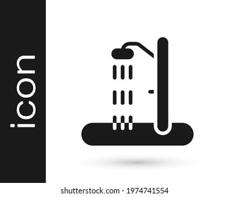 Black Beach shower icon isolated on white background.  Vector