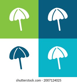 Black Beach Umbrella Flat four color minimal icon set