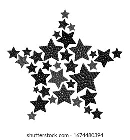 Black beads stars background in the shape of a star. Isolated vector illustration. Use for printing, posters, T-shirts, textile drawing, print pattern. Follow other stars patterns in my collection.