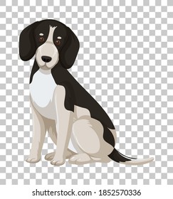 Black Beagle en posición sentada personaje de caricatura aislado en ilustración de fondo transparente