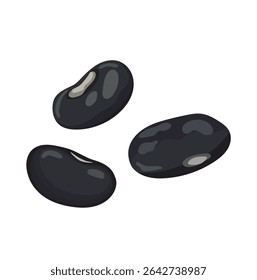 Schwarze Bohne. Flacher Vektorclipart, Illustration mit isoliertem Hintergrund.