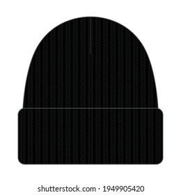 Vector de plantilla de sombrero de Beanie negro sobre fondo blanco