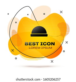 Black Beanie hat icon isolated on white background. Abstract banner with liquid shapes. Vector Illustration